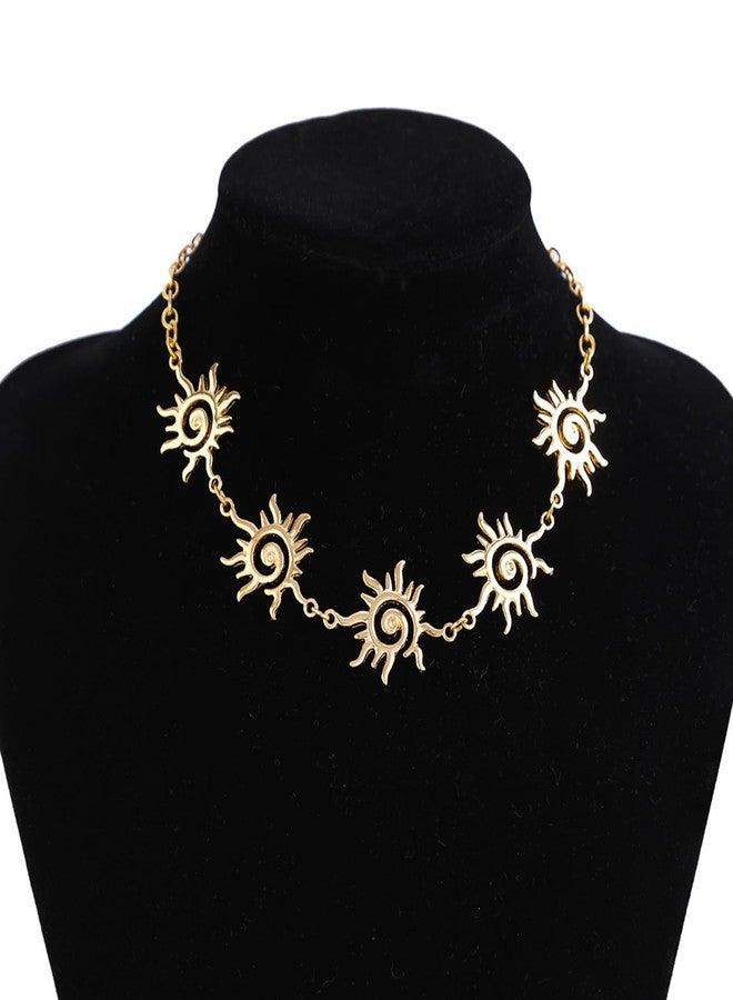 Decixde Sun Necklace for Women - Gold Choker Sunburst Bohemian Collar 18K Gold Plated Jewelry (Gold) - Image 5